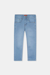 Boys Light Blue Slim Fit Pants